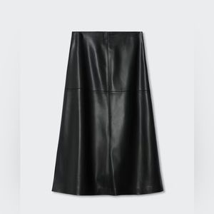 MANGO Faux Leather Skirt in black